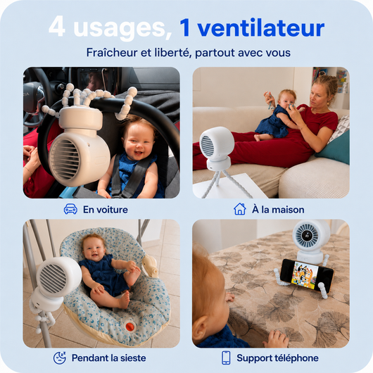 GripBreeze™ Flex – Ventilateur Portable 3-en-1